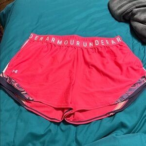 Under Armour Women's Neon Pink Layered Running Shorts